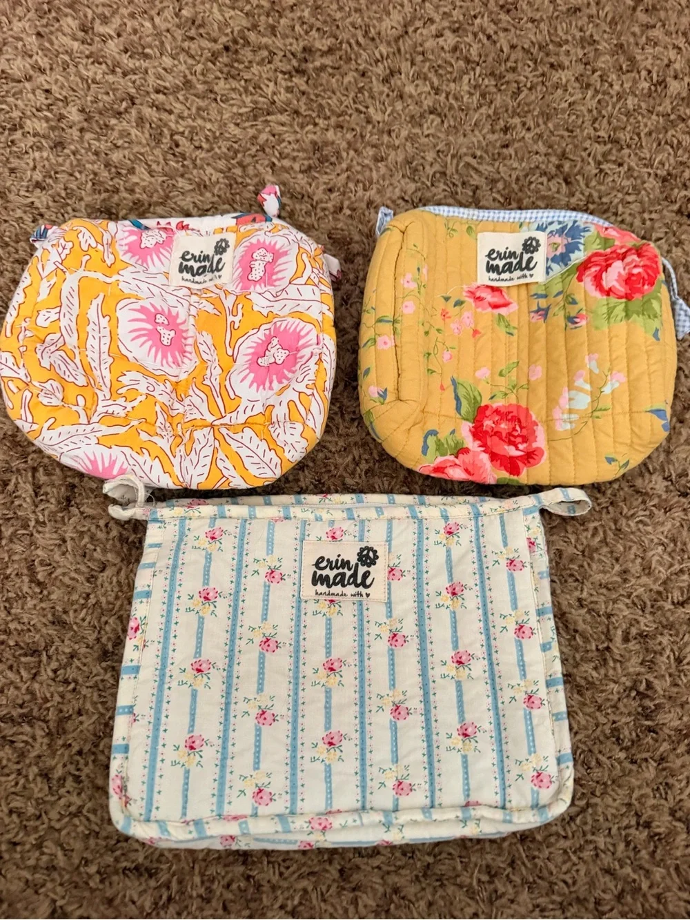 Set of 3 Erin Made quilted pouches